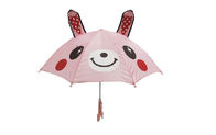 गुलाबी रंग 3 डी डिजाइन प्यारा बच्चे छाता सुरक्षा टोपियां 10 मिमी धातु दस्ता फ्रेम के साथ आपूर्तिकर्ता